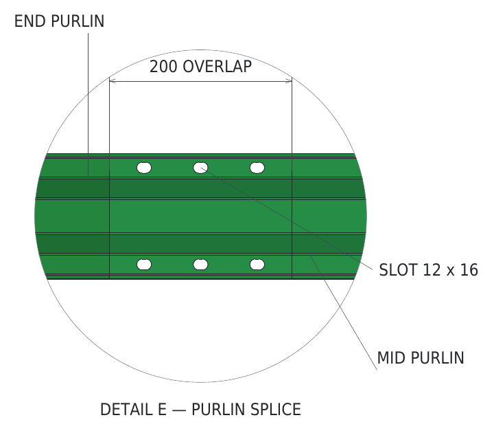 Coloured purlin connection drawing excerpt